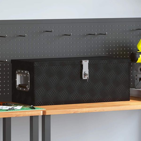 vidaXL Úložný box čierny 70x31x27 cm hliník