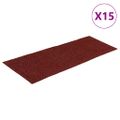vidaXL Schodové rohože, samolepiace, 15 ks, 60x25 cm, bordovo červené, obdĺžnikové