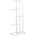 vidaXL 5-poschodový stojan na kvety 43x22x98 cm biely kovový