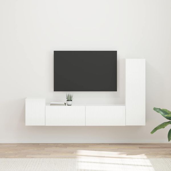 vidaXL Zostava TV skriniek 4 pcs Vysoký lesk bielej Kompozitné drevo