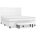 vidaXL Boxspring posteľ s matracom biela 160x200 cm umelá koža