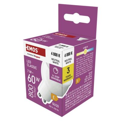 LED žiarovka Classic MR16 / GU10 / 7 W (60 W) / 800 lm / neut.biela / krokovo stmievateľné