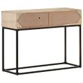 vidaXL Konzolový stolík 100x35x76 cm mangovníkový masív a prírodná trstina