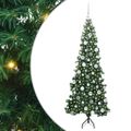 vidaXL Rohový umelý vianočný strom s 300 LED-i Zelená 180 cm PVC a kov