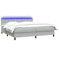 vidaXL Posteľný rám boxsping s matracom a LED bledosivý 180x210 cm zamat