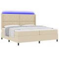 vidaXL LED box s pružinami s čelnou doskou Krémová 200 x 200 cm látka