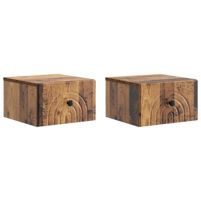 vidaXL Nástenná nočná skrinka 2 pcs Staré drevo 33 x 34,5 x 20 cm