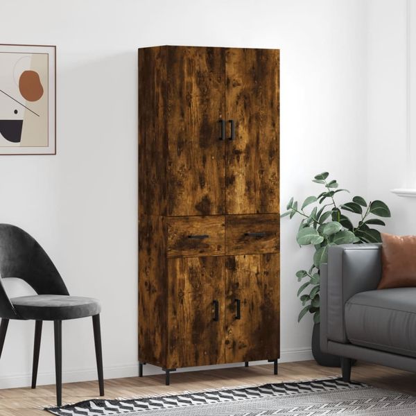 vidaXL Vysoká skrinka dymový dub 69,5x34x180 cm spracované drevo