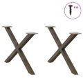 vidaXL Nohy konferenčného stolíka v tvare X, 2 ks, prírodná oceľ, 70 x (42-43) cm, oceľ