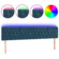 vidaXL Čelo postele s LED tmavomodré 200x7x78/88 cm zamat