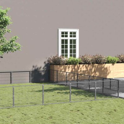 vidaXL Koterec pre psov strieborný 54 m² oceľ