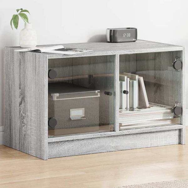 vidaXL TV skrinka so sklenenými dvierkami sivá sonoma 68x37x42 cm