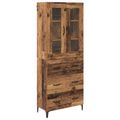 vidaXL Highboard Staré drevo 69,5 x 34 x 180 cm Kompozitné drevo