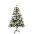 vidaXL Umelý vianočný stromček Zelená a biela 120 cm PVC, kov a plast