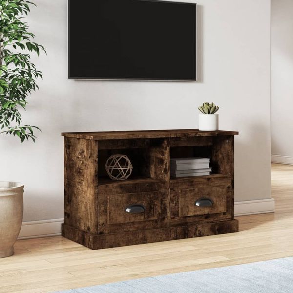 vidaXL TV skrinka dymový dub 80x35x50 cm spracované drevo