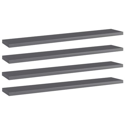 vidaXL Prídavné police 4 ks, lesklé sivé 60x10x1,5 cm, drevotrieska