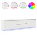 vidaXL TV skrinka s LED svetlami biela 193,5x41x50 cm