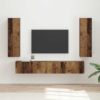 vidaXL Zostava TV skriniek Nástenný 3 pcs Staré drevo Kompozitné drevo