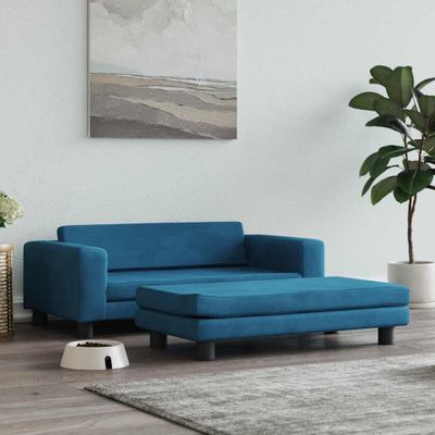 vidaXL Pelech pre psa s nadstavcom modrý 100x50x30 cm zamat