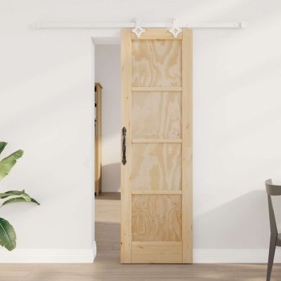 vidaXL Posuvné dvere Prírodná a biela 61 x 198,5 cm Borovicový masív