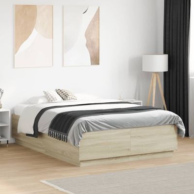 vidaXL Posteľný rám dub sonoma 135x190 cm kompozitné drevo