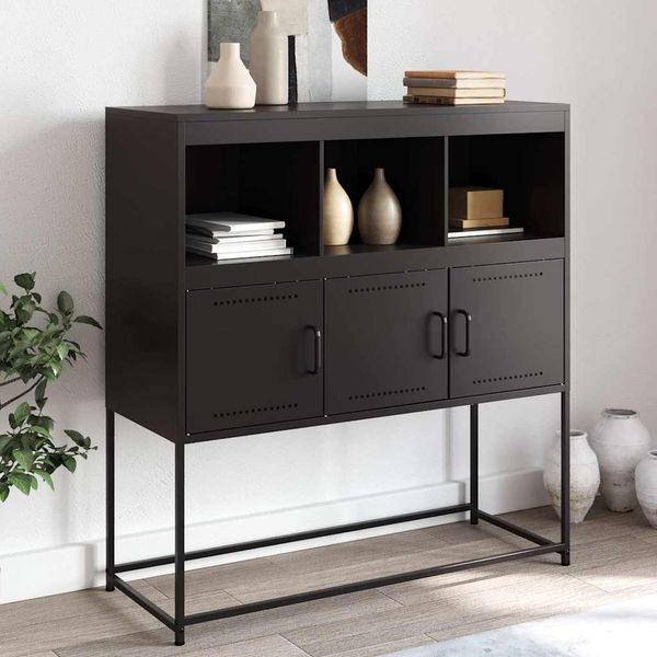 vidaXL Komoda čierna 100,5x39x107 cm oceľ