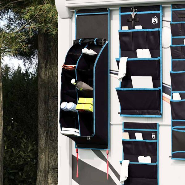 vidaXL Skladovacie vrece s úložiskom Čierna a modrá 140 x 43 cm oxford