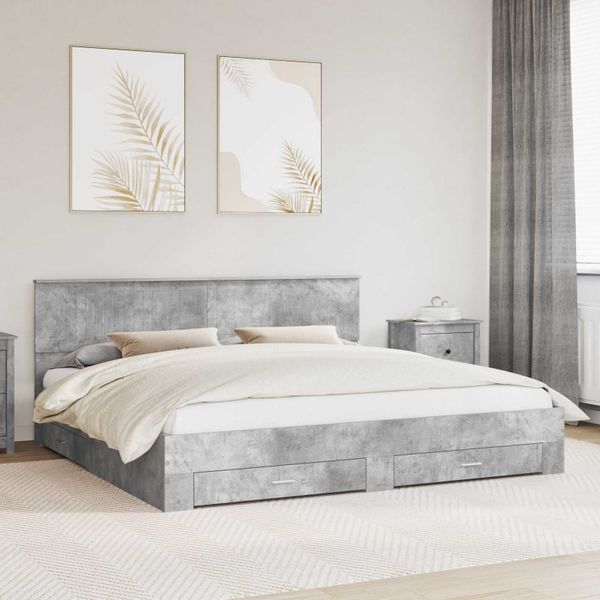 vidaXL Rám postele Betónovo sivá 200 x 200 cm Kompozitné drevo
