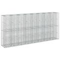 vidaXL Gabiónová vyvýšená posteľ 4 ks 330 x 50 x 150 cm Strieborná
