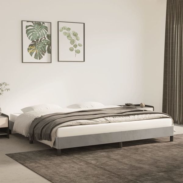 vidaXL Posteľ bez matraca bledosivá 200x200 cm zamat