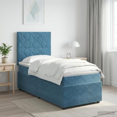 vidaXL LED boxspring posteľ s matracom Modrá 100 x 200 cm Zamat