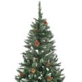 vidaXL Osvetlený umelý vianočný stromček s guľami 210 cm