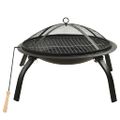 vidaXL 2 v 1 ohnisko s grilom a kutáčom 56x56x49 cm oceľ