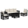 vidaXL Súprava záhradných pohoviek 6 ks Čierna a krémová biela
