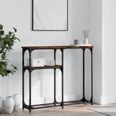 vidaXL Konzolový stolík dymový dub 75x22,5x75 cm kompozitné drevo