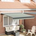 vidaXL Sklopná markíza Zelená a biela 350 x 250 cm Plátno a hliník