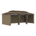 vidaXL Altánok so závesmi 600x298x270 cm, sivohnedý 180 g/m²