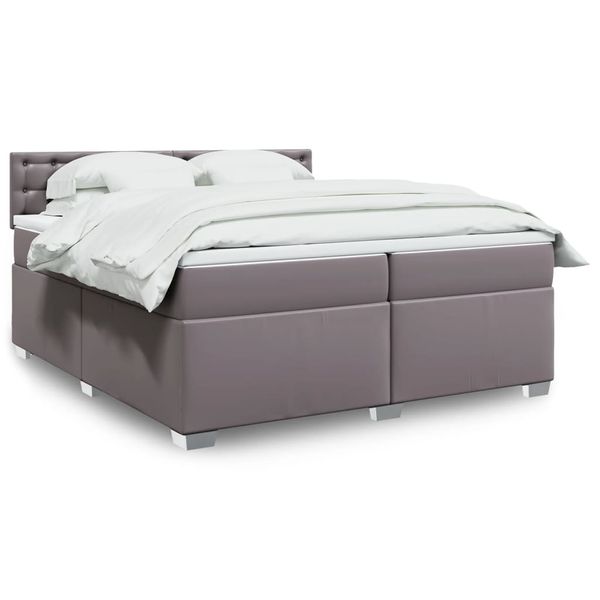 vidaXL Boxspring posteľ s matracom sivá 200x200 cm umelá koža