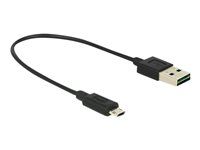 Delock - Kábel USB - Micro USB typ B (M) do USB (M) - USB 2.0 - 20 cm - reverzibilný konektor A, reverzibilný mikro konektor B - čierna