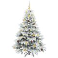vidaXL Umelý vianočný stromček s 150 LED-i Biela 150 cm PE a PVC