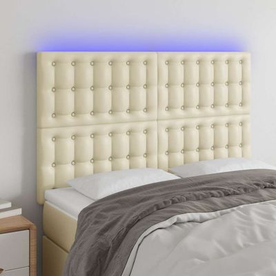 vidaXL Čelo postele krémové 144x5x118/128 cm umelá koža