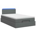 vidaXL Ottoman posteľ s matracom a LED Tmavosivá 120 x 190 cm Látka
