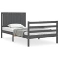 vidaXL Rám postele s čelom sivý 100x200 cm masívne drevo