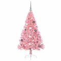 vidaXL Umelý predsvietený vianočný stromček Ružová 150 cm PVC
