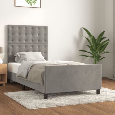vidaXL Posteľ bez matraca bledosivý 90x190 cm zamat