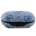 Bluetooth slúchadlá Guess GUTWSP4EGB TWS ENC 4G PU METAL LOGO modré