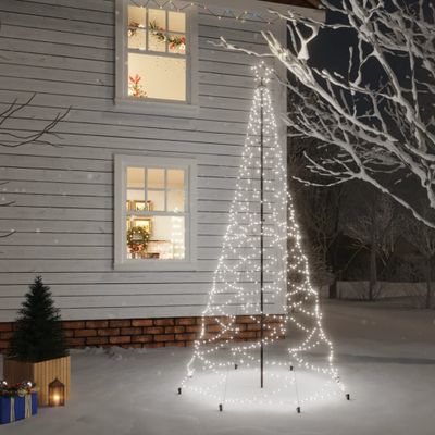 vidaXL Vianočný stromček s kovovým stĺpikom 500 LED, studený biely 3 m