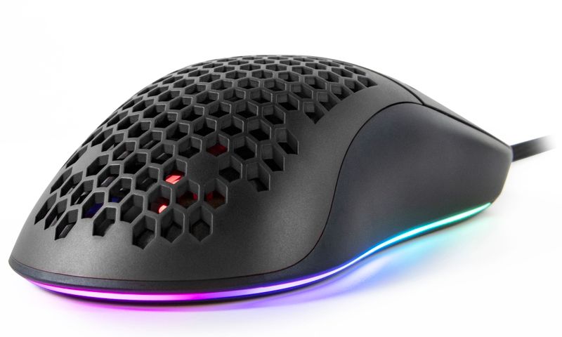 AROZZI herní myš FAVO Ultra Light Black/ drátová/ 16.000 dpi/ USB/ 7 tlačítek/ RGB/ černá Myš, herní, drátová, optická, 16000dpi, 7 tlacítko, USB, RGB podsvietenie, čierna