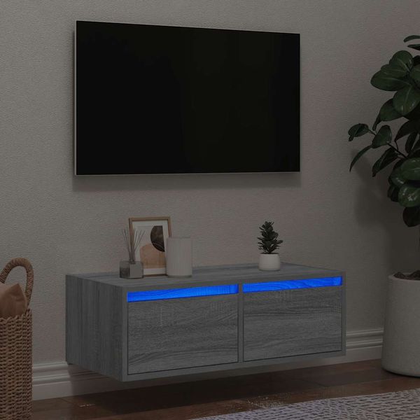 vidaXL TV skrinka s LED svetlami sivá sonoma 75x35,5x25 cm