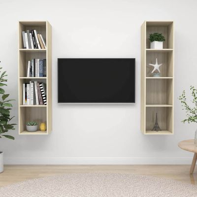 vidaXL Nástenné TV skrinky 2 ks, dub sonoma, kompozitné drevo